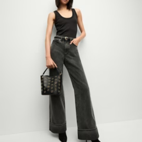 NEW VERONICA BEARD Taylor Cuffed Wide-Leg Jean Size: 29 Stoned Washed Onyx - Picture 6 of 11